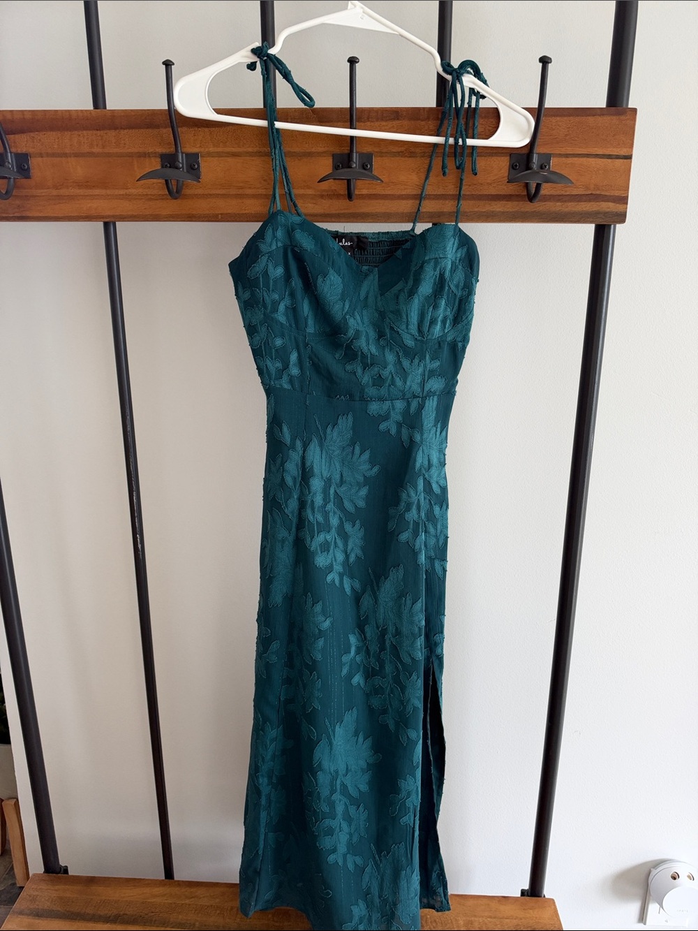 Teal Floral Tie-Strap Maxi Dress XS